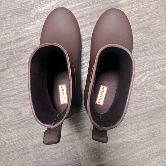 HUNTER Original Refined Low Heel Ankle Matte Rainboot in Oxblood, size 7US - Picture 5 of 16